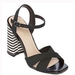 NICOLE MILLER NWOB STRIPE STACKED HEELS